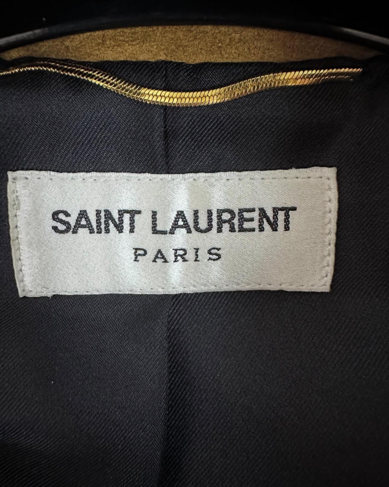 Saint Laurent Veste à franges en daim moutarde Sz.40 en vente 1