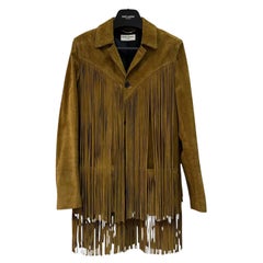 Saint Laurent Veste à franges en daim moutarde Sz.40