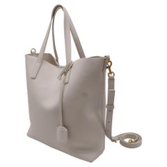 Saint Laurent N/S Shopping Tote in Beige Leather