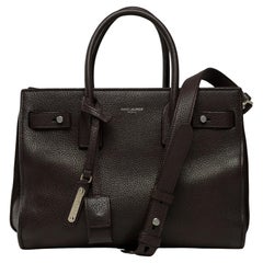Saint Laurent Nano Sac de Jour handbag strap in burgundy grained leather, SHW