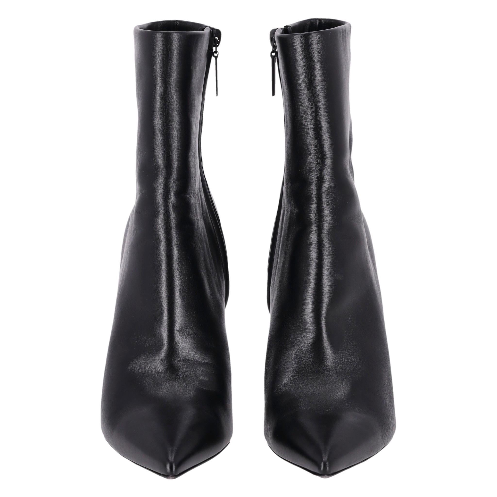 Black Saint Laurent Nappa Leather Opyum Ankle Boots
