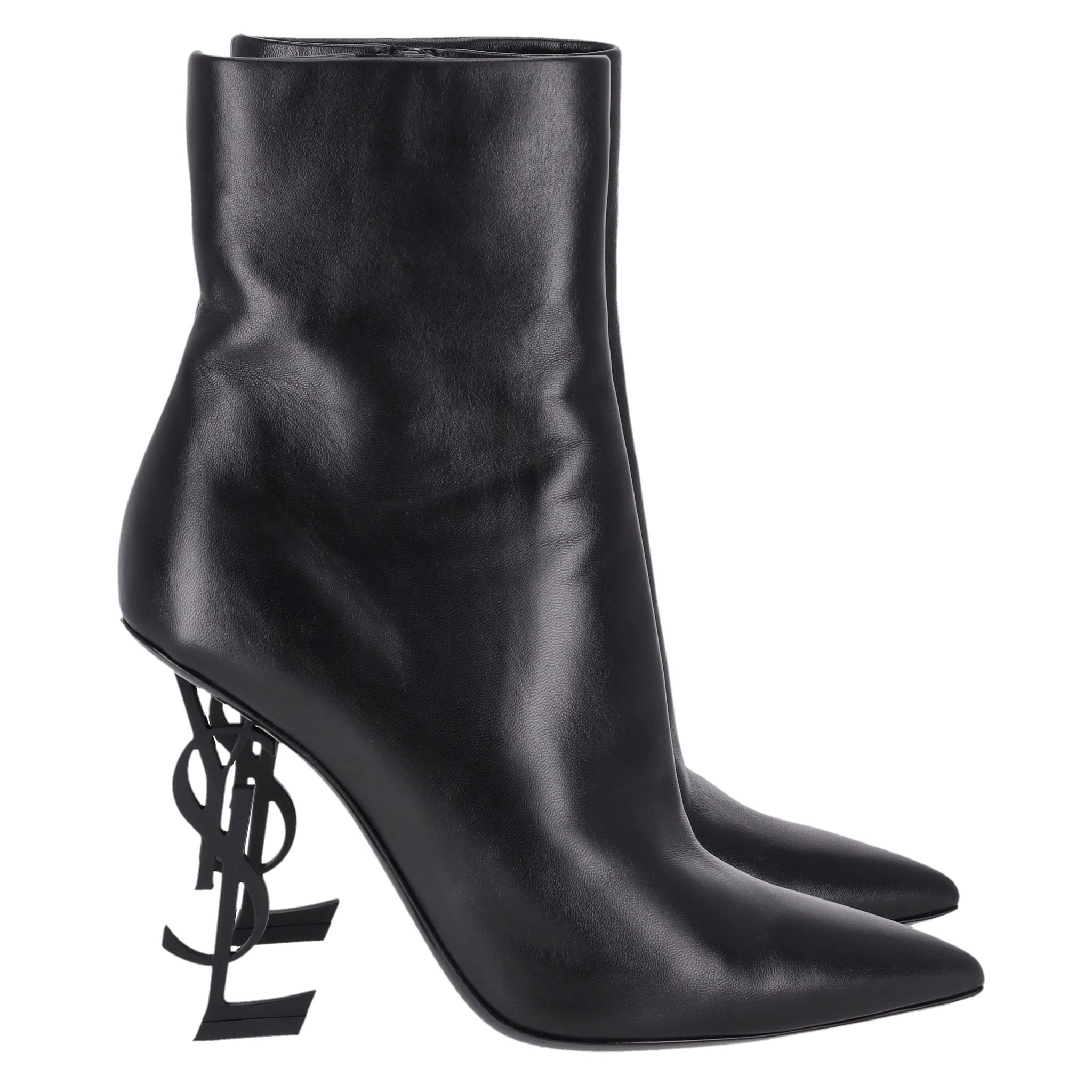 Saint Laurent Nappa Leather Opyum Ankle Boots In Excellent Condition In London, GB
