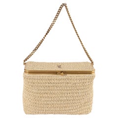 Saint Laurent - Sac à chaîne « Fanny » en crochet de raphia naturel, taille moyenne