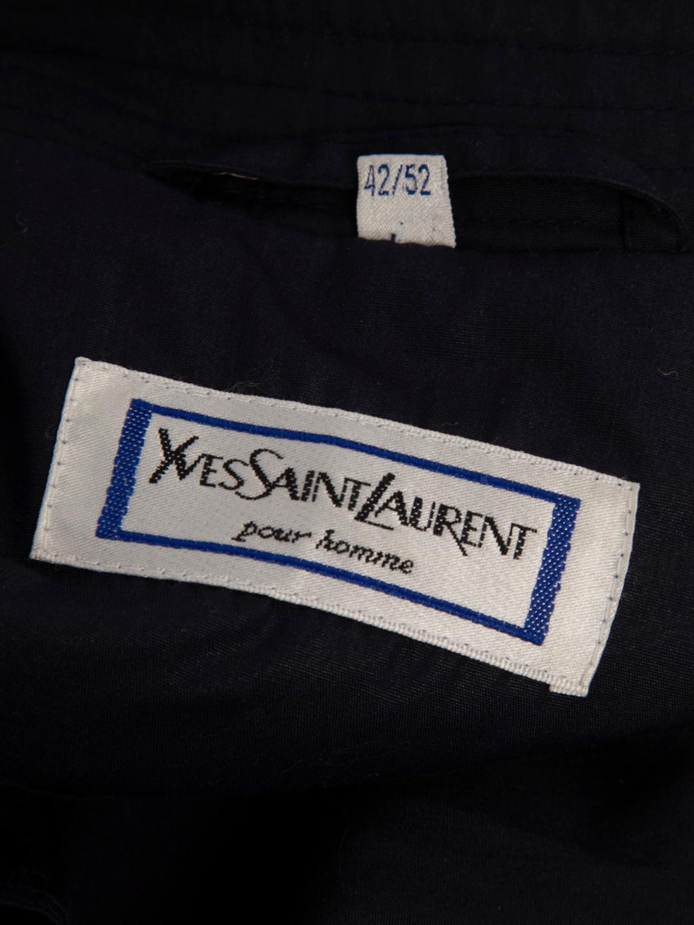 Women's Saint Laurent Navy Belted Trench Coat Size XL For Sale