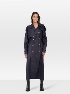 Saint Laurent Navy Belted Trench Coat Size XL