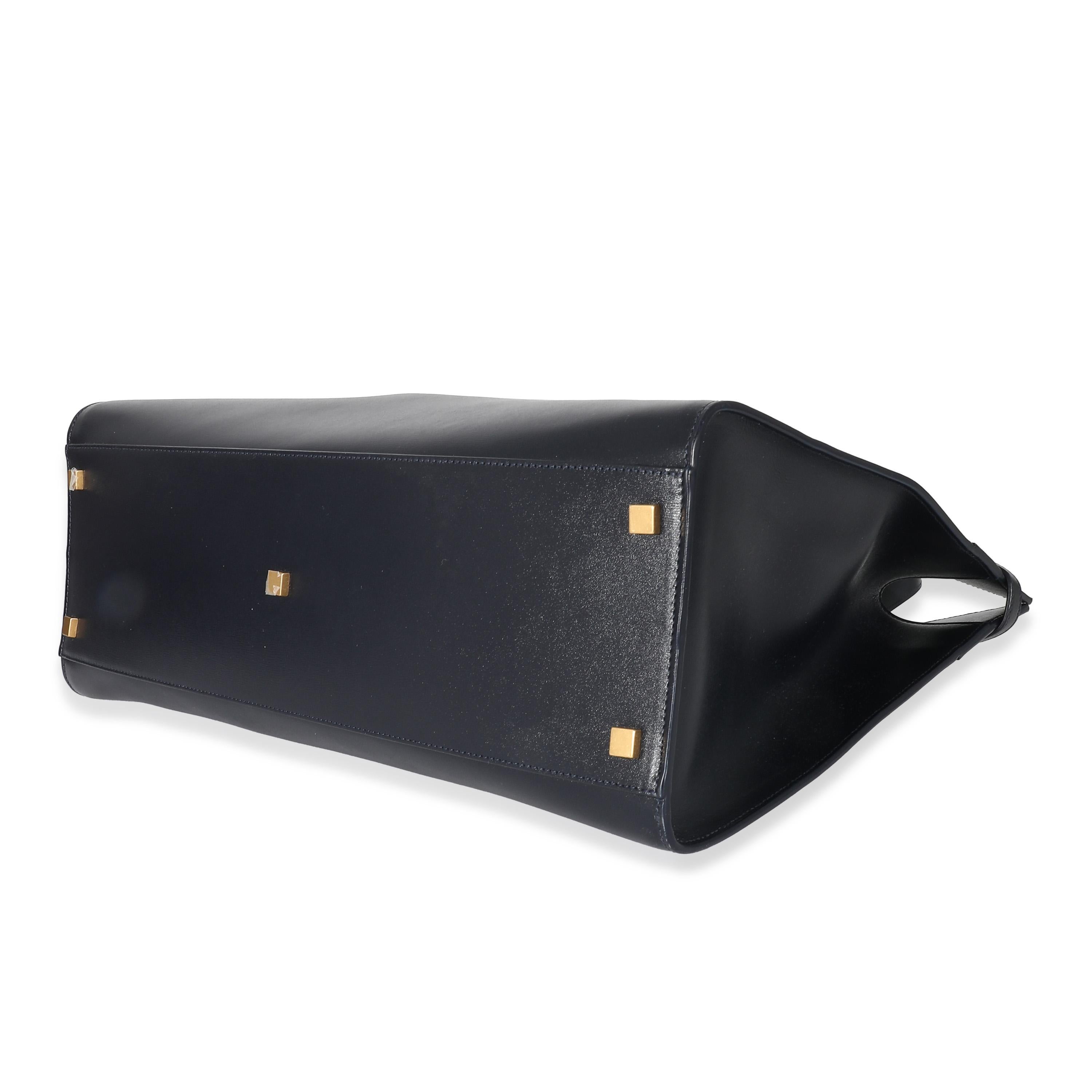 Saint Laurent Navy Blue Calfskin Medium Manhattan Shopper Tote For Sale 1