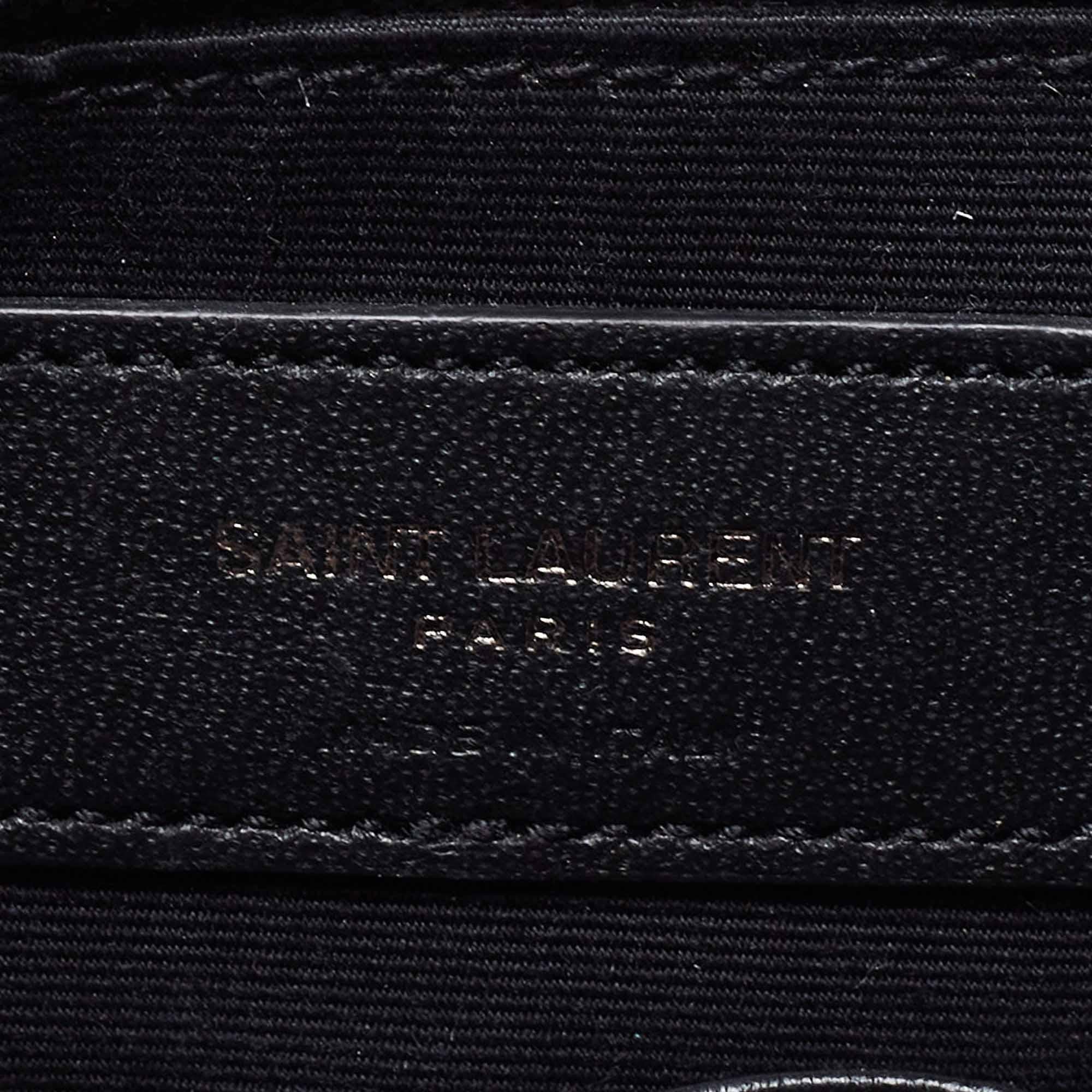Saint Laurent Navy Blue Crinkled Leather Mini Niki Chain Shoulder Bag 5