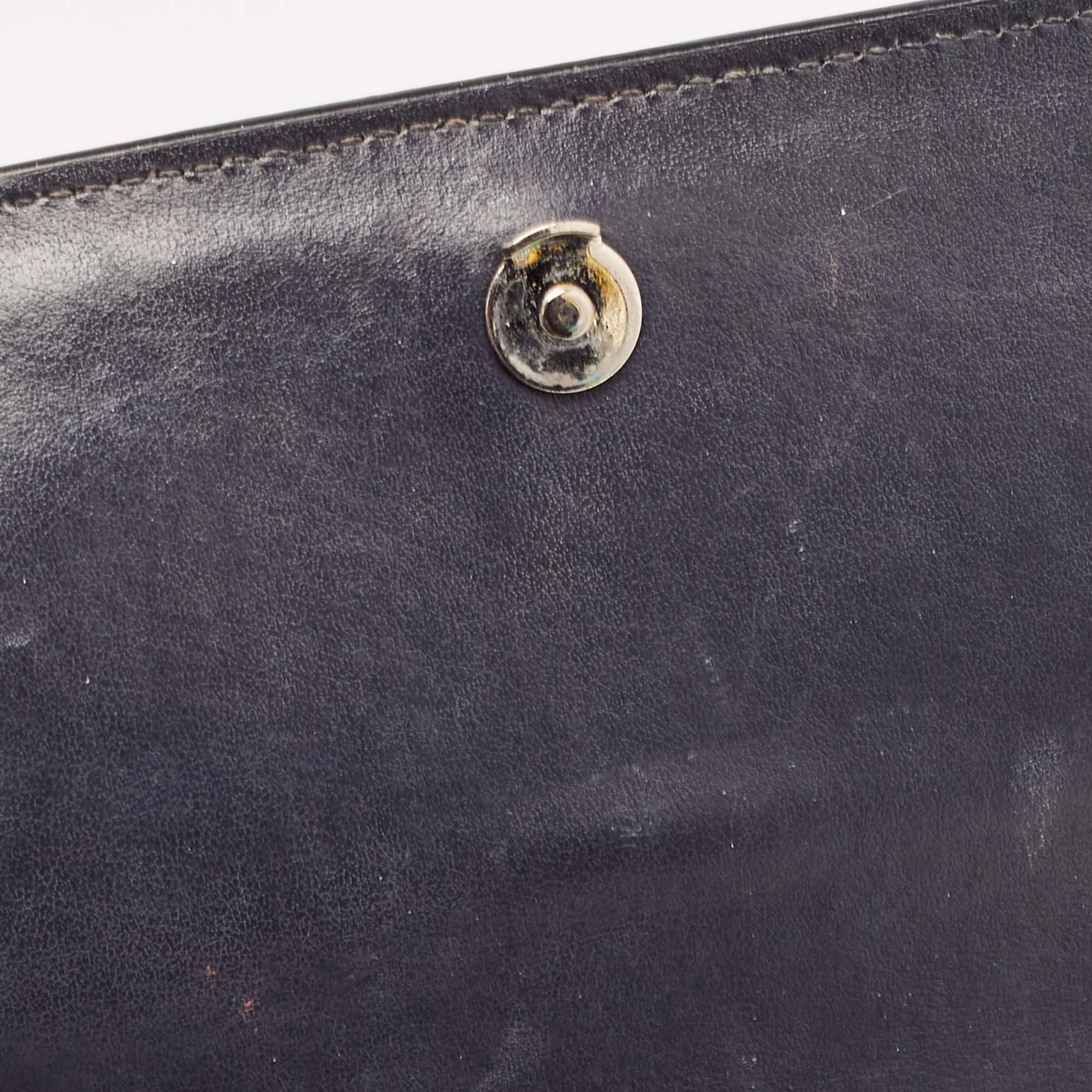 Saint Laurent Navy Blue Croc Embossed Leather Mini Sunset Chain Bag 7