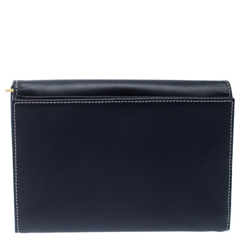 Saint Laurent Navy Blue Leather Bifold Wallet at 1stDibs