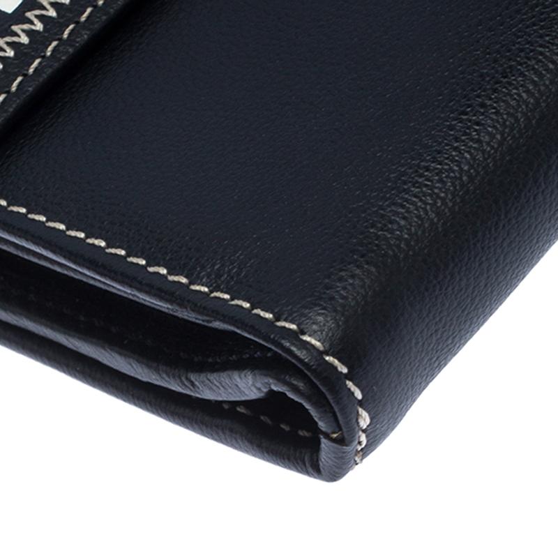 Black Saint Laurent Navy Blue Leather Bifold Wallet