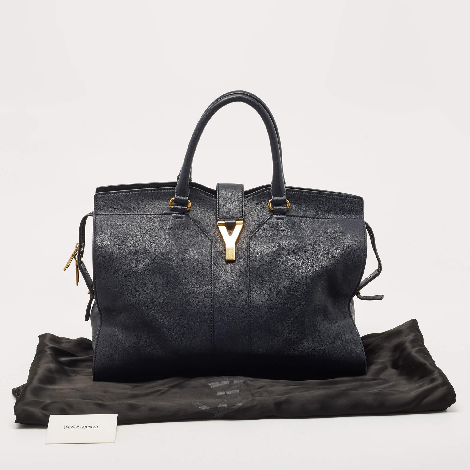 Saint Laurent Navy Blue Leather Large Cabas Chyc Tote 10