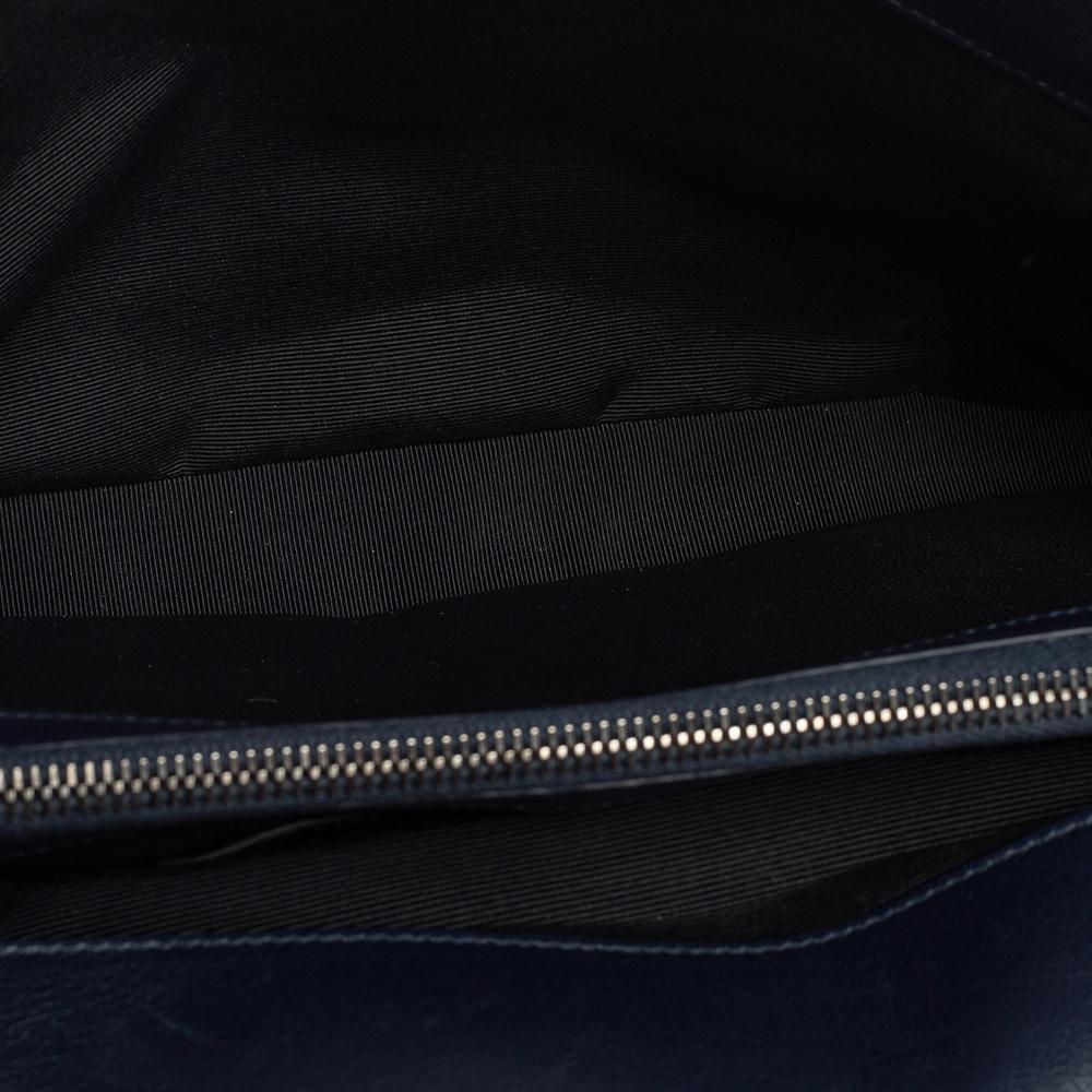 Saint Laurent Navy Blue Matelassé Leather Large College Top Handle Bag 6