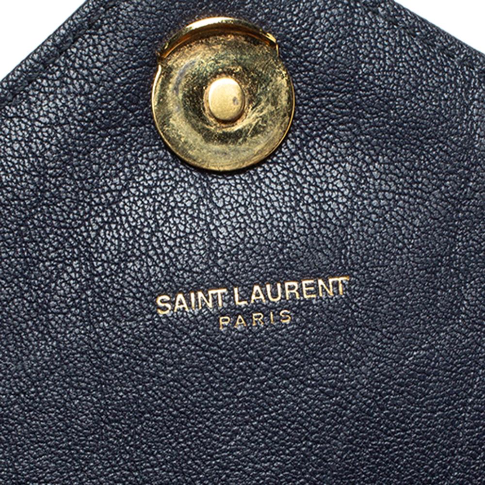 Saint Laurent Navy Blue Matelasse Leather Large College Top Handle Bag 1