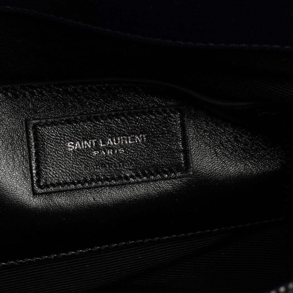 Saint Laurent Navy Blue Matelassé Leather Large College Top Handle Bag 4