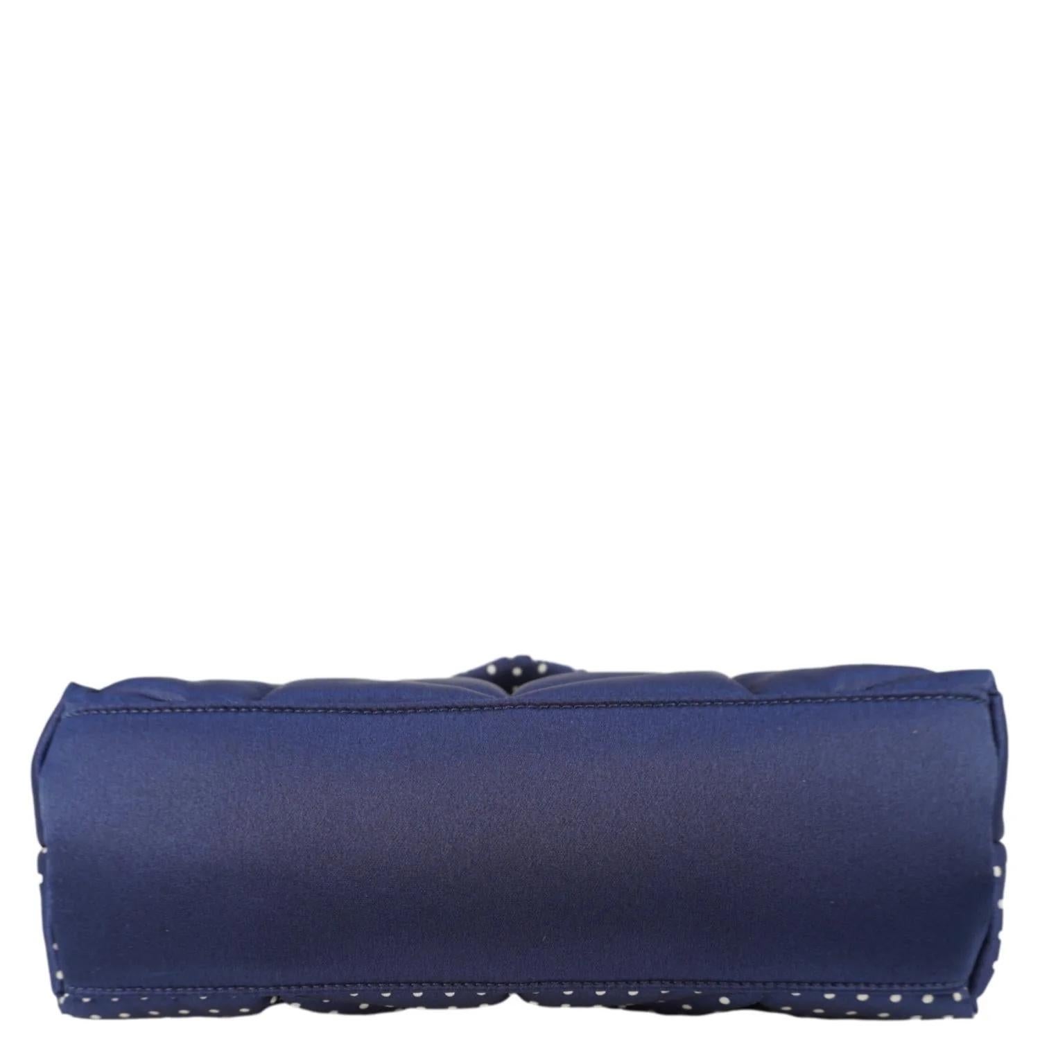 Saint Laurent Navy Blue Polka Dots Loulou Puffer Bag Small In New Condition For Sale In Montreal, Quebec