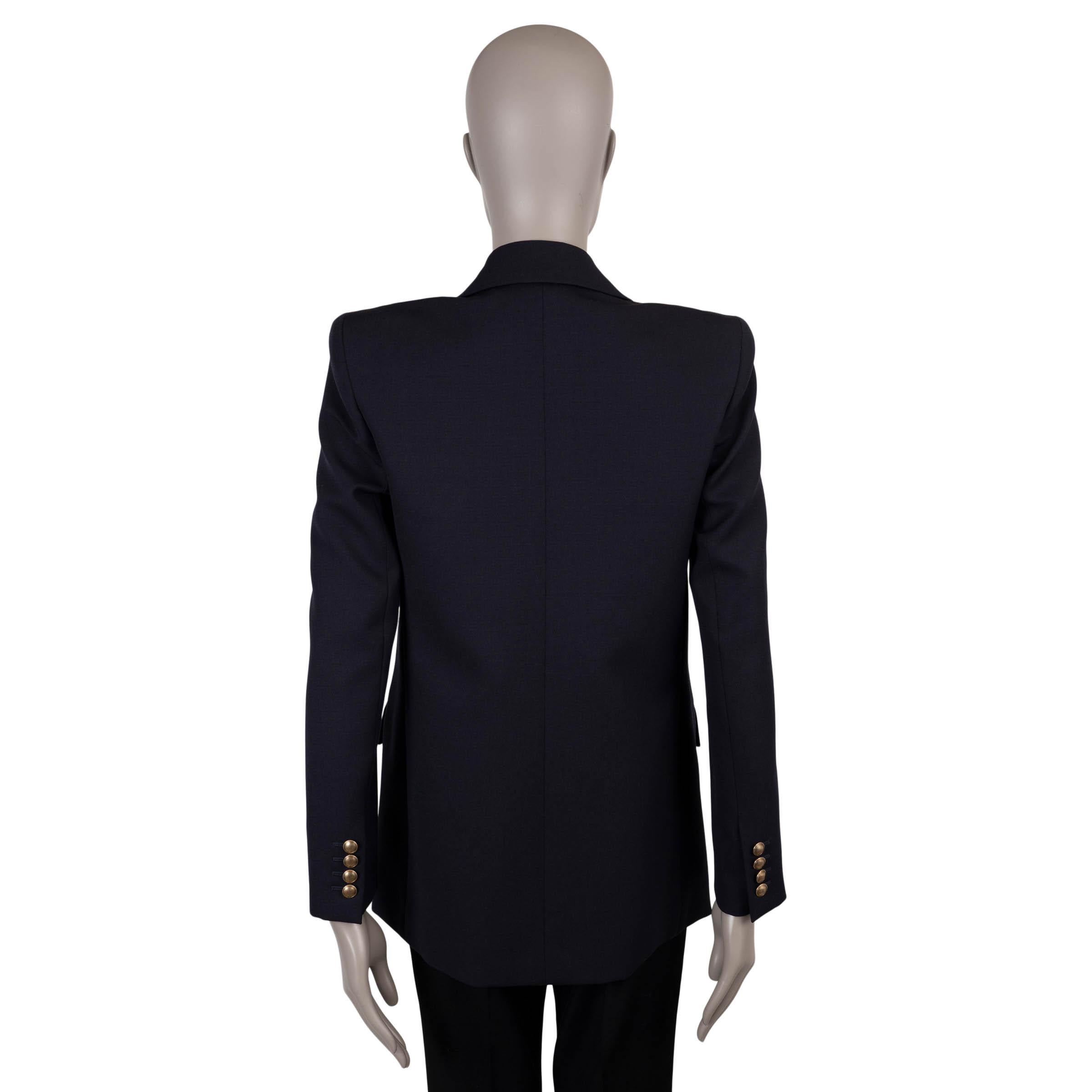 SAINT LAURENT navyblaue Wolle 2023 PEAK LAPEL Blazer Jacke 40 M (Schwarz) im Angebot