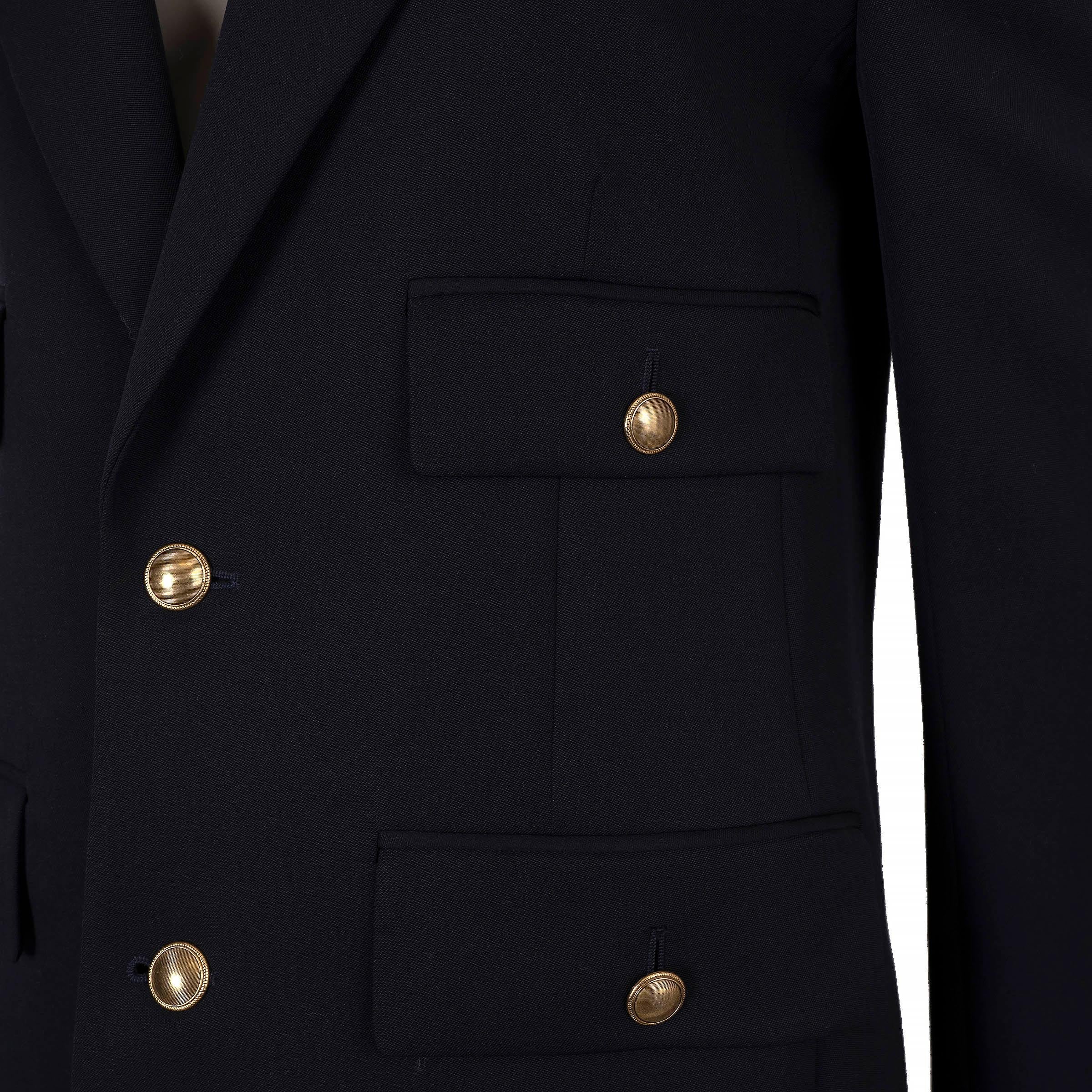 SAINT LAURENT navyblaue Wolle 2023 PEAK LAPEL Blazer Jacke 40 M für Damen oder Herren im Angebot