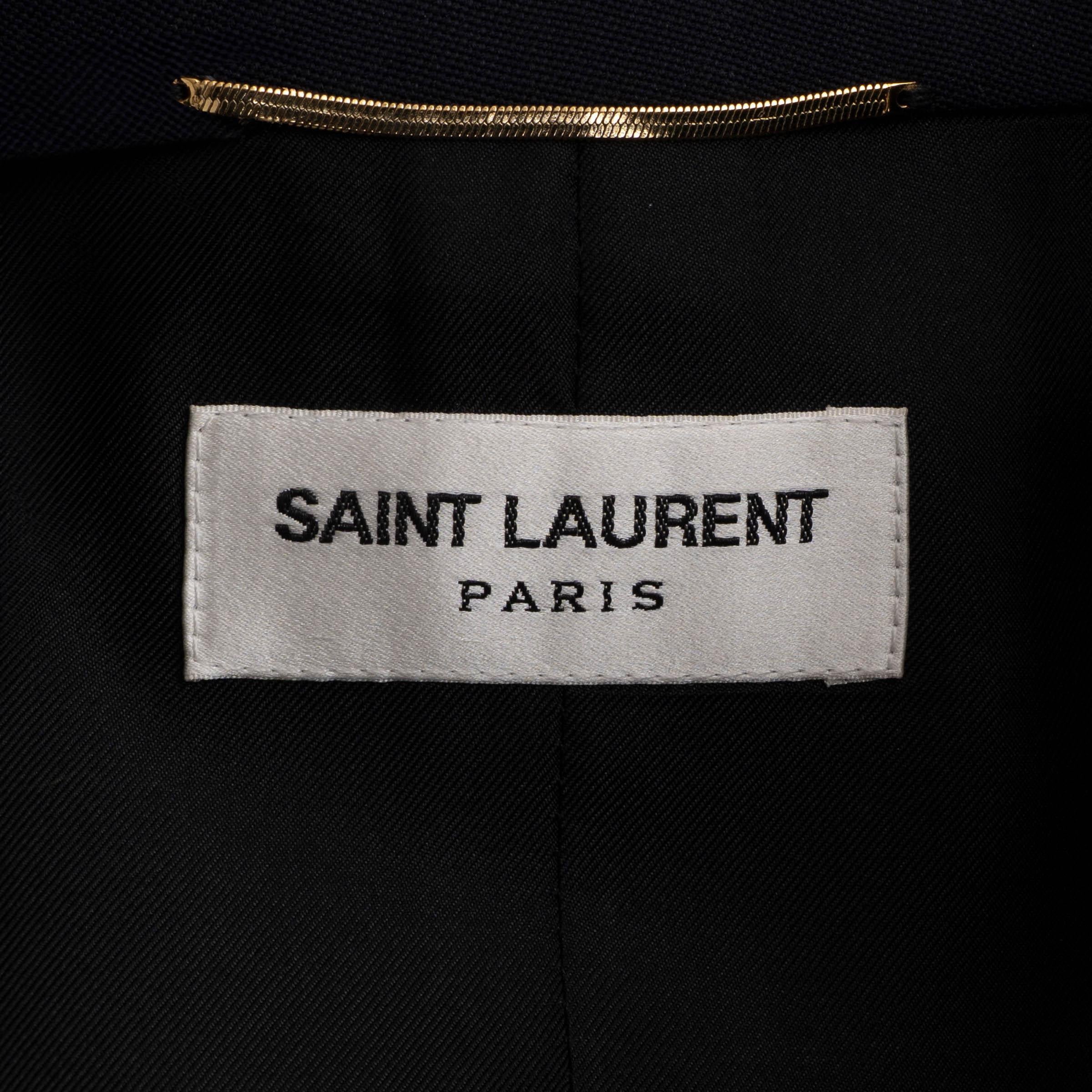 SAINT LAURENT navyblaue Wolle 2023 PEAK LAPEL Blazer Jacke 40 M im Angebot 1