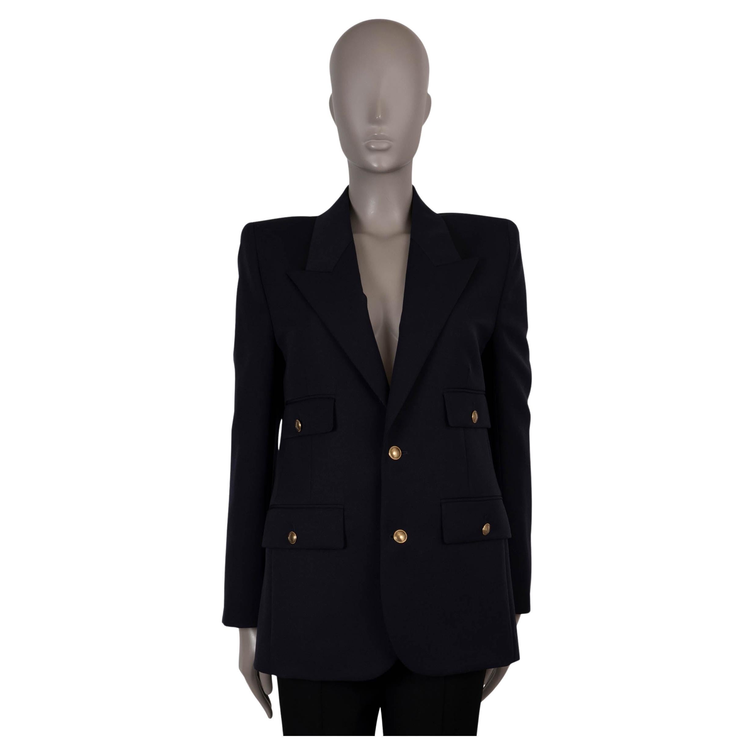 SAINT LAURENT navyblaue Wolle 2023 PEAK LAPEL Blazer Jacke 40 M im Angebot