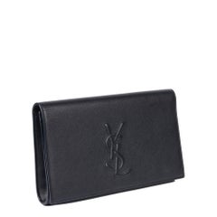 SAINT LAURENT Navy Calfskin Leather Large  Belle De Jour Clutch