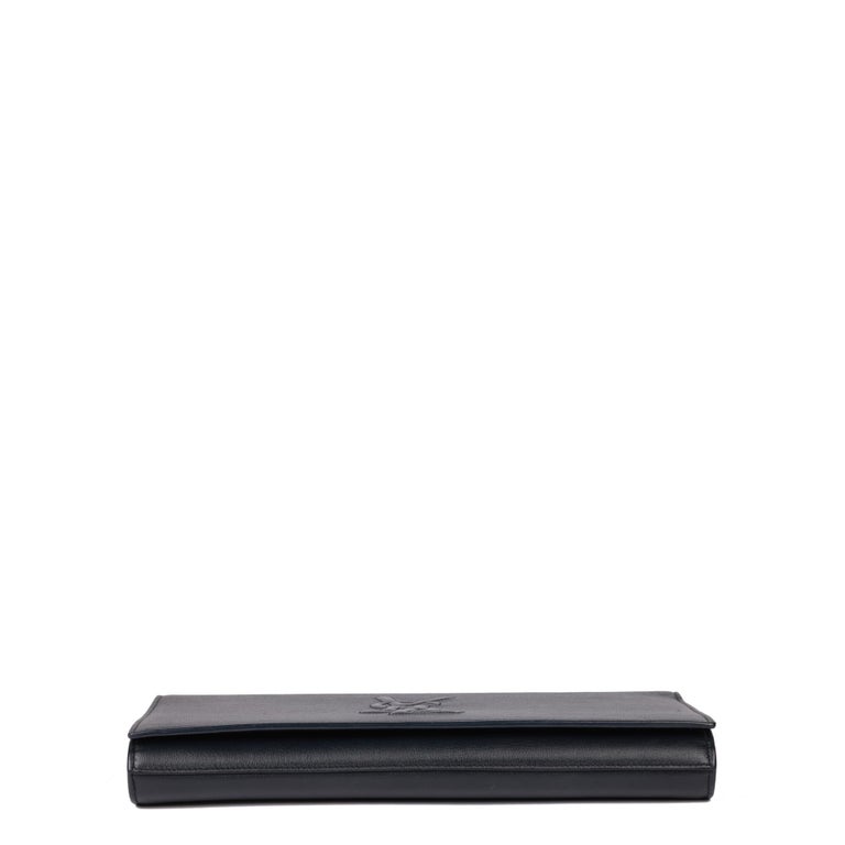 SAINT LAURENT Navy Calfskin Leather Large Belle De Jour Clutch For Sale