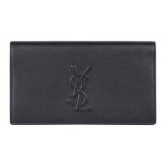 SAINT LAURENT Navy Calfskin Leather Large  Belle De Jour Clutch