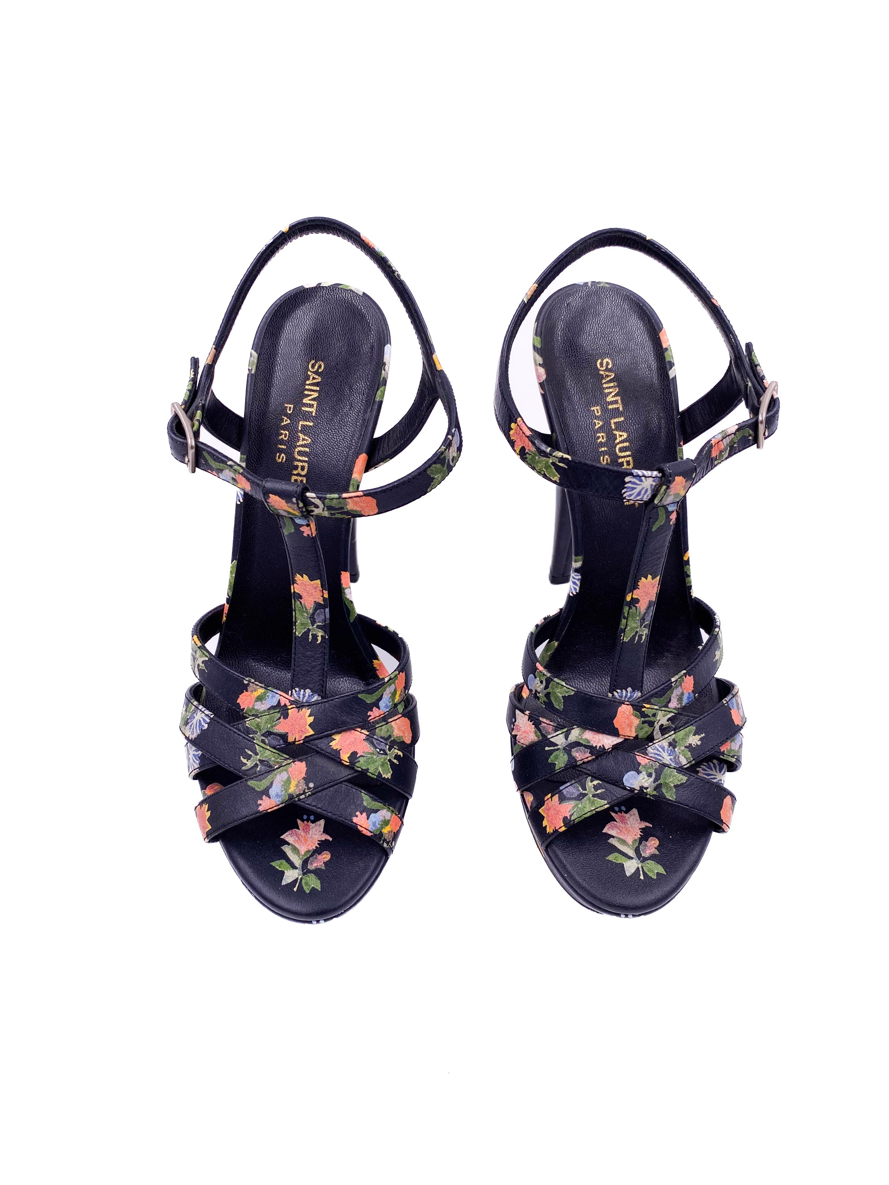 Nero Saint Laurent Punta Aperta con Fiori di Marina in vendita
