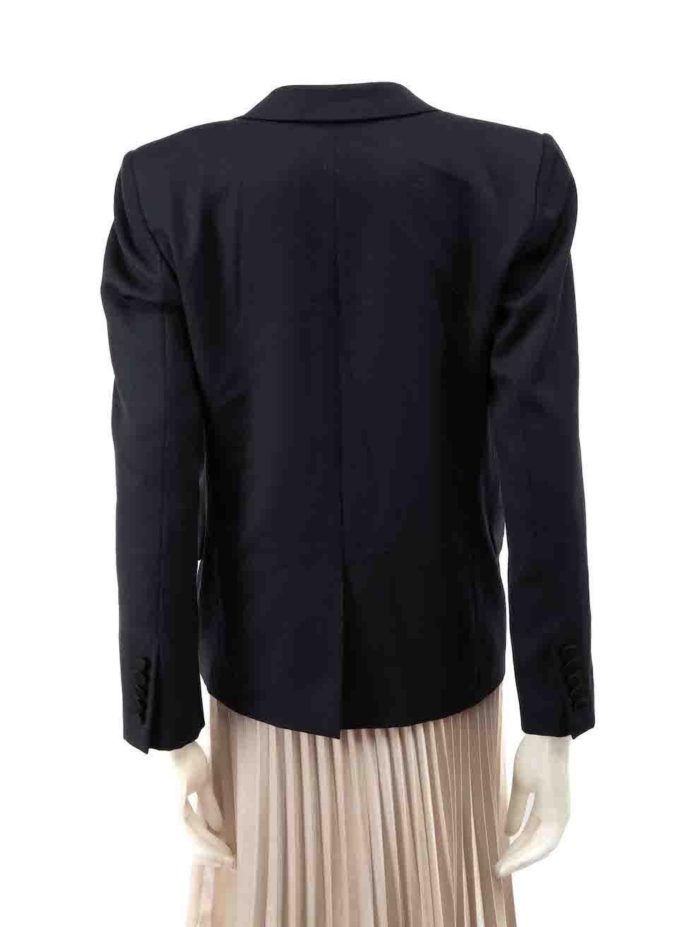 Saint Laurent Navy Single Breast Mid Length Blazer Size L In Excellent Condition For Sale In London, GB