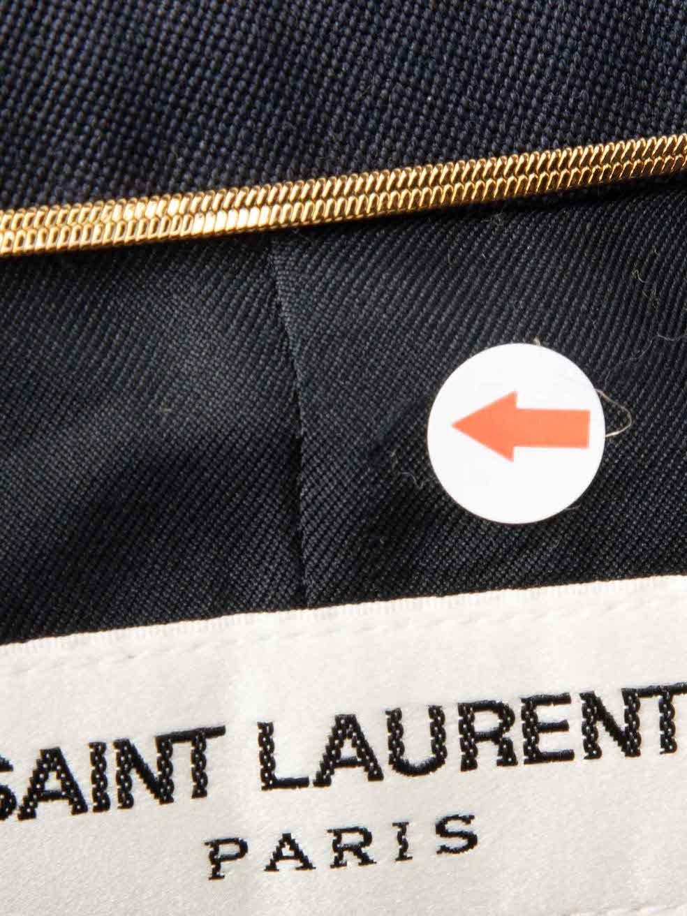 Women's Saint Laurent Navy Single Breast Mid Length Blazer Size L For Sale