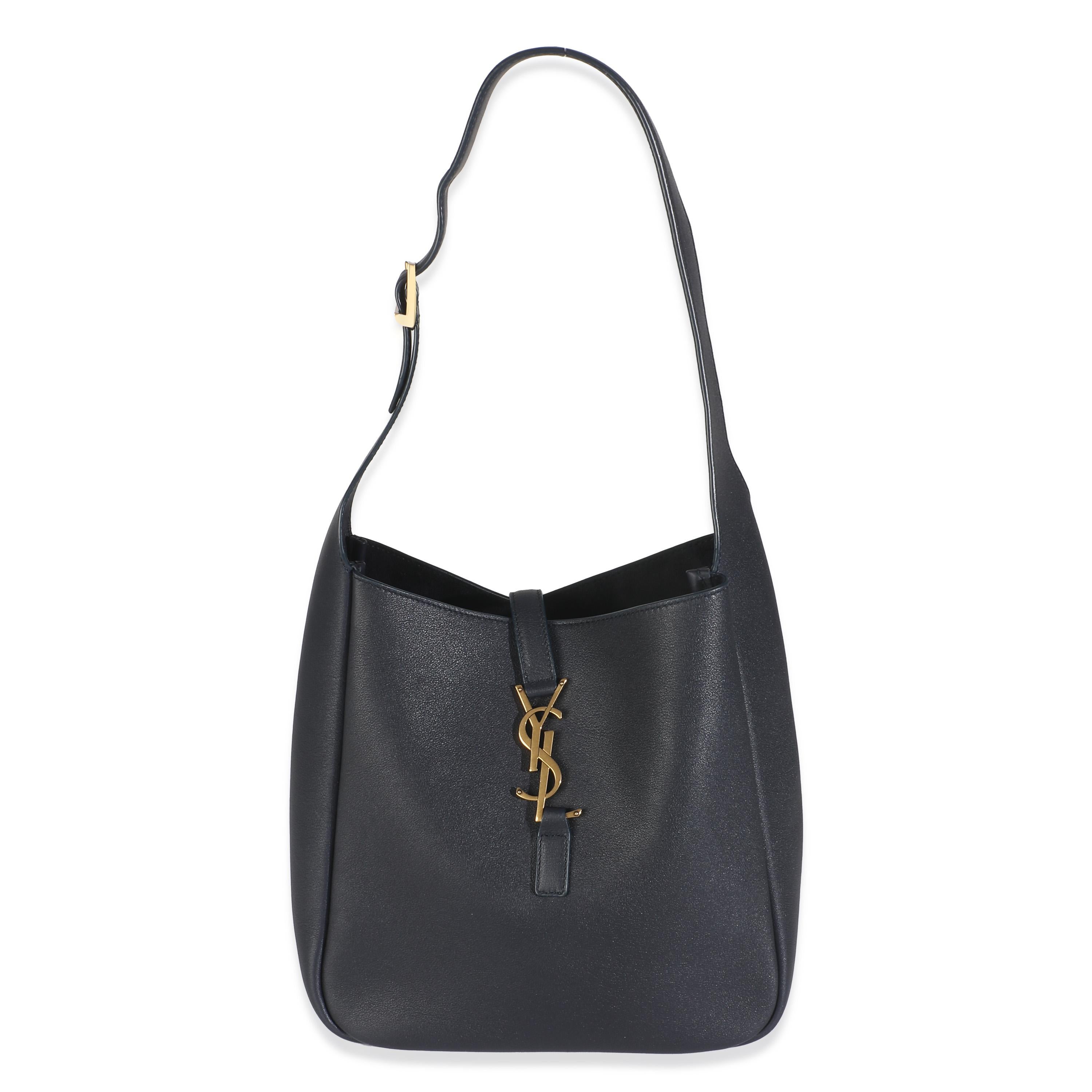 Saint Laurent Navy Smooth Calfskin Small Le 5 a 7 Hobo For Sale