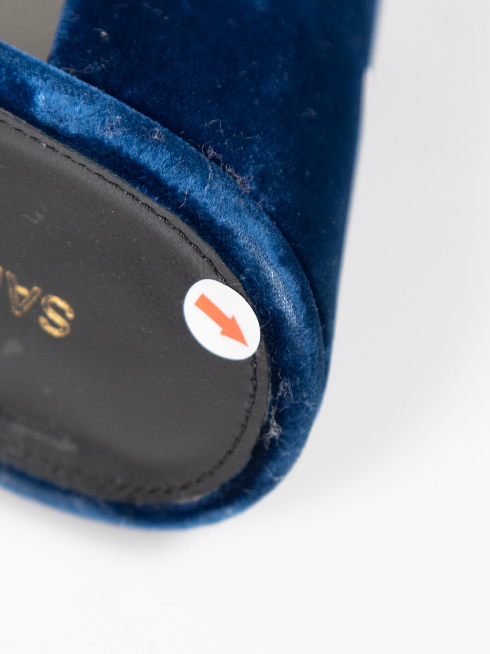 Saint Laurent Navy Velvet Heeled Mules Size IT 41 For Sale 3
