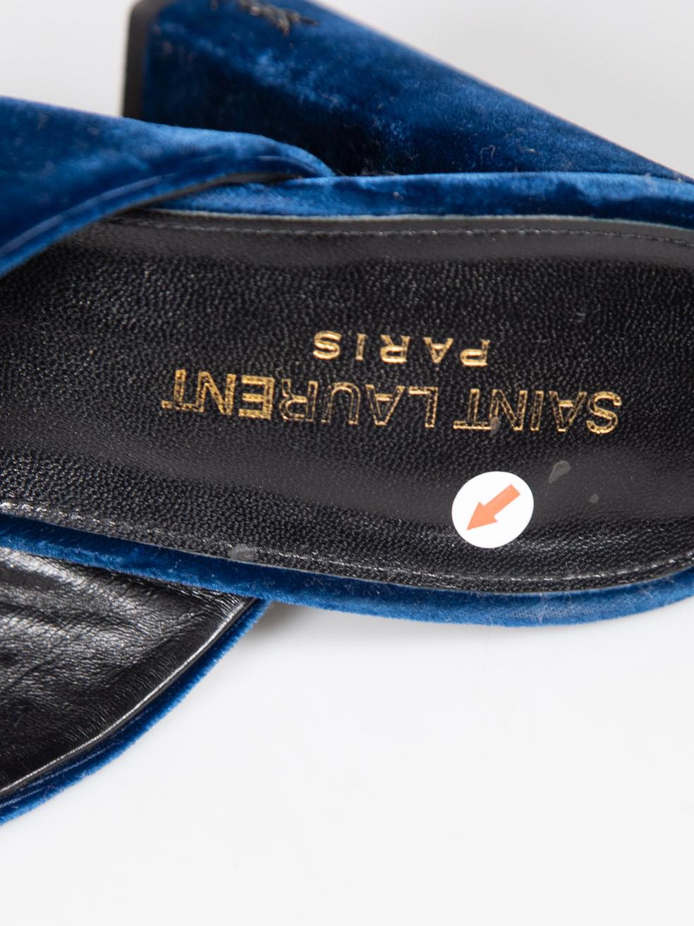 Saint Laurent Navy Velvet Heeled Mules Size IT 41 For Sale 4