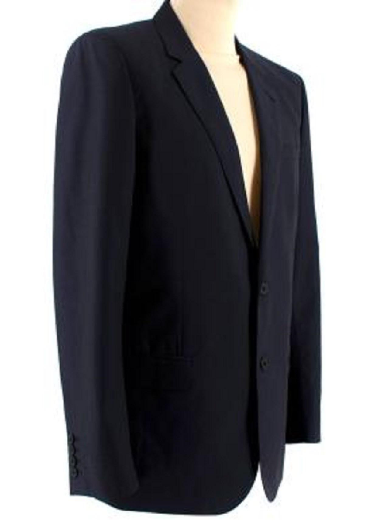 Saint Laurent Navy Wool Single Breasted Blazer For Sale at 1stDibs