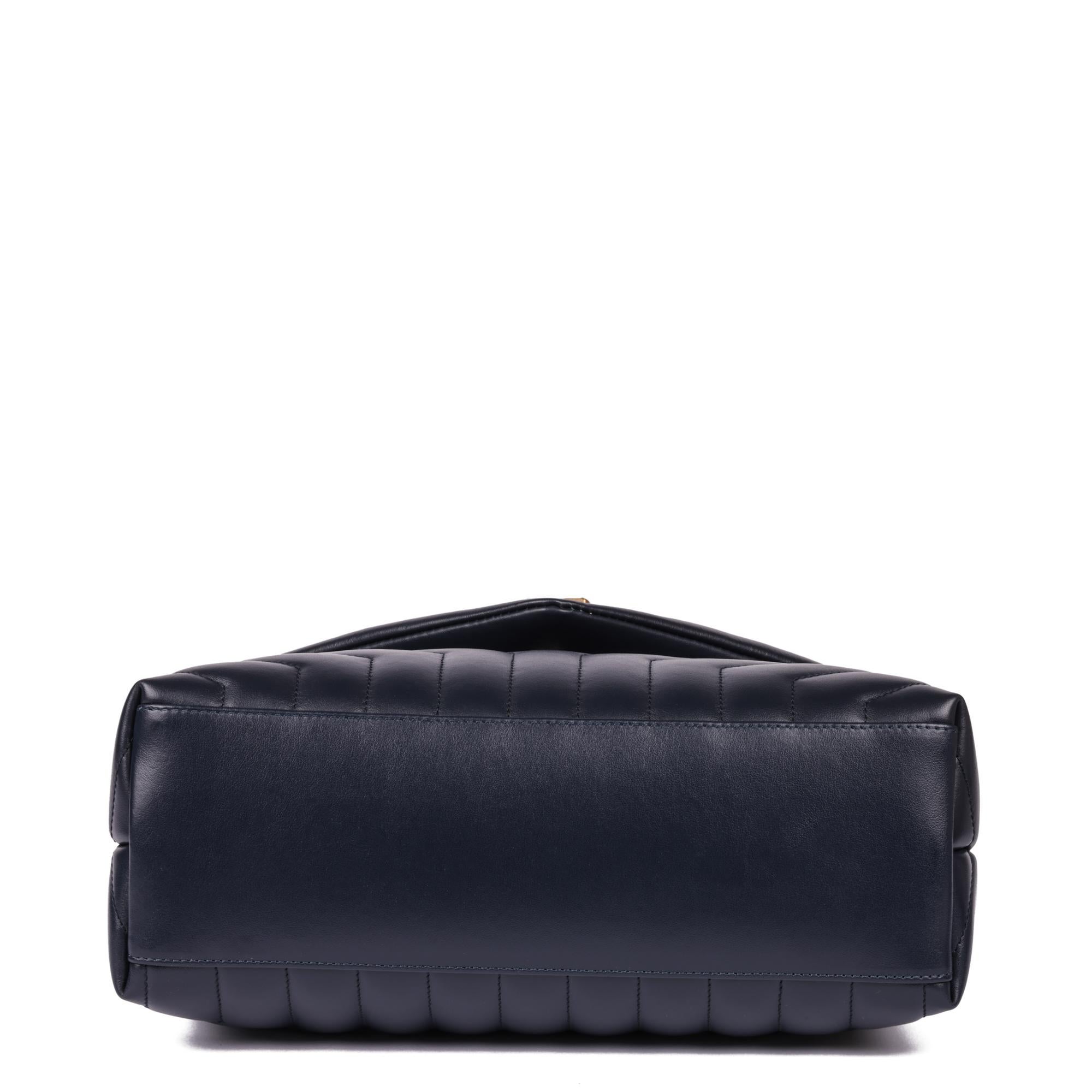 SAINT LAURENT Navy Y Quilted Calfskin Leather Medium Loulou 1