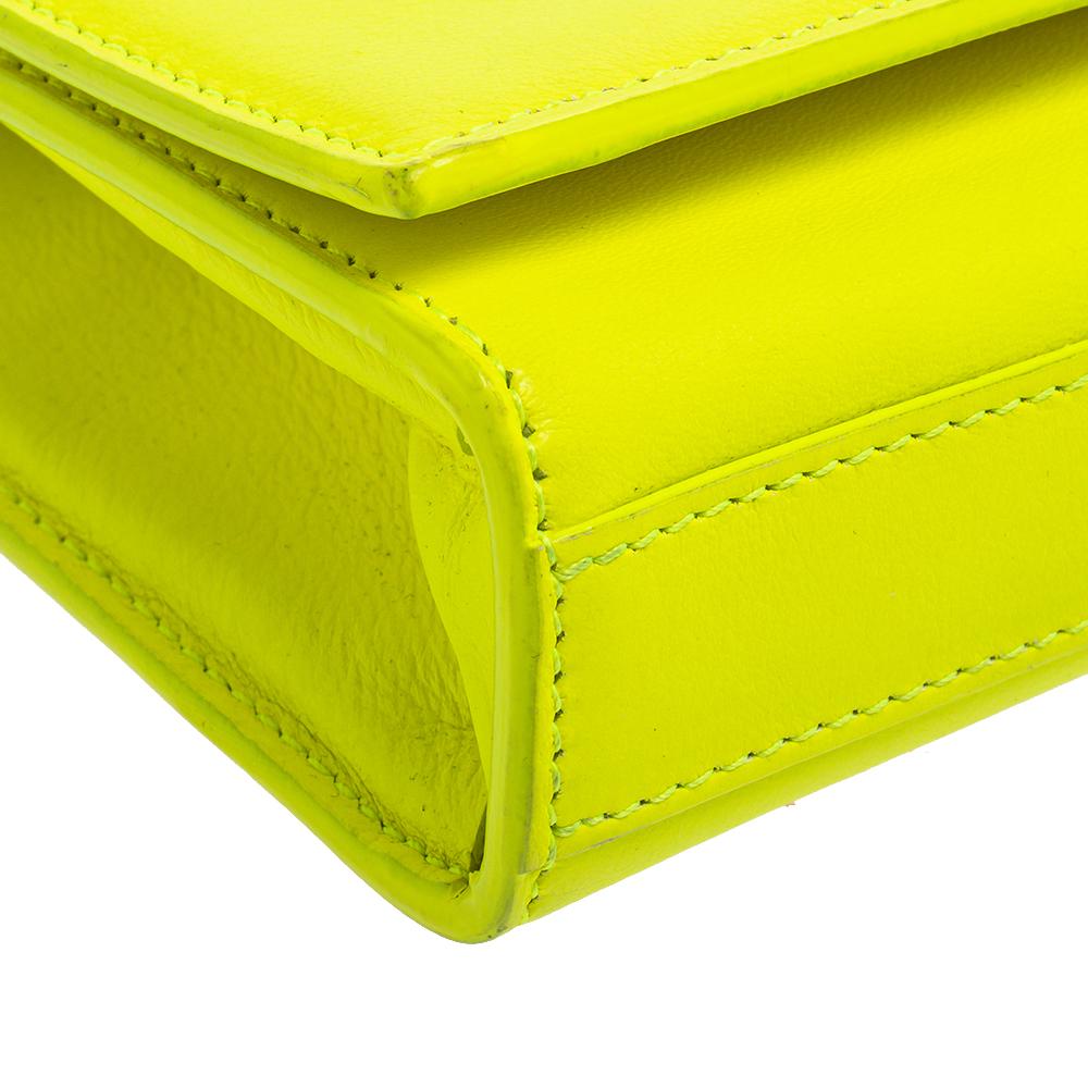 Yellow Saint Laurent Neon Green Leather Small Monogram Kate Shoulder Bag