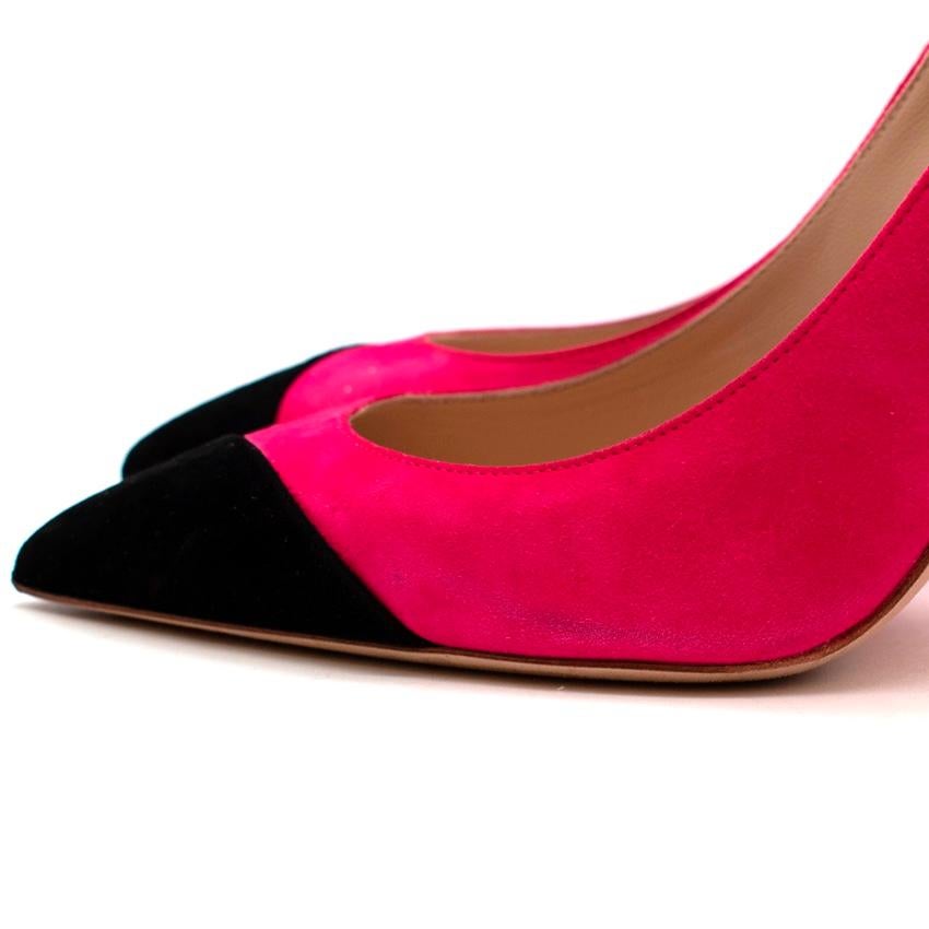 Saint Laurent Anja-Pumps aus Wildleder in Neonrosa & Schwarz - Größe EU 37 Damen im Angebot