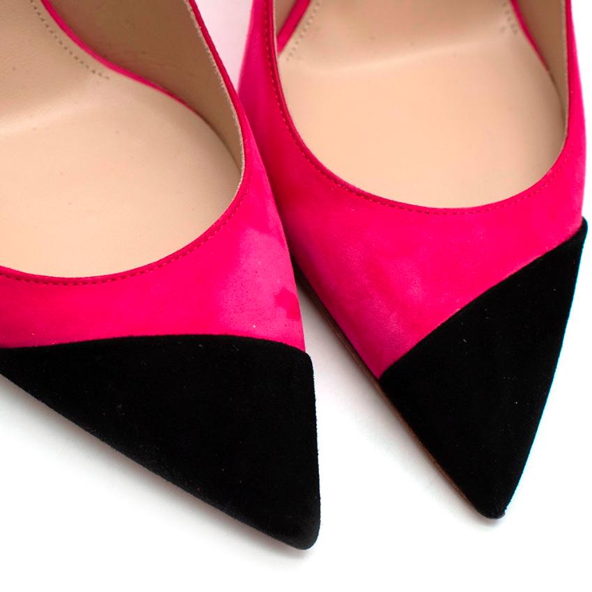 Saint Laurent Anja-Pumps aus Wildleder in Neonrosa & Schwarz - Größe EU 37 im Angebot 1
