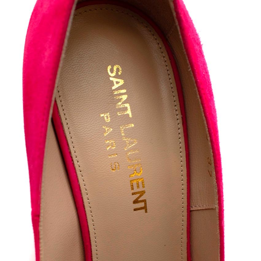 Saint Laurent Anja-Pumps aus Wildleder in Neonrosa & Schwarz - Größe EU 37 im Angebot 2