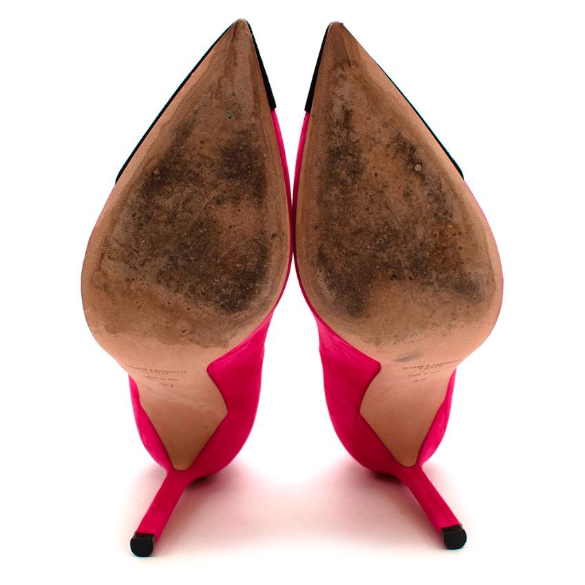 Saint Laurent Anja-Pumps aus Wildleder in Neonrosa & Schwarz - Größe EU 37 im Angebot 3