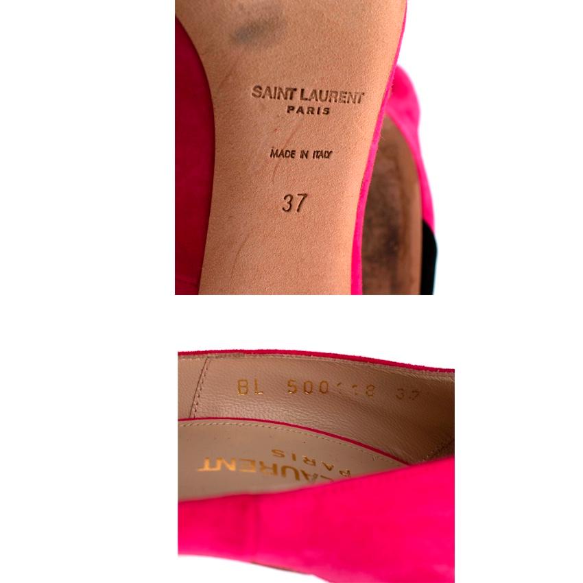 Saint Laurent Anja-Pumps aus Wildleder in Neonrosa & Schwarz - Größe EU 37 im Angebot 4