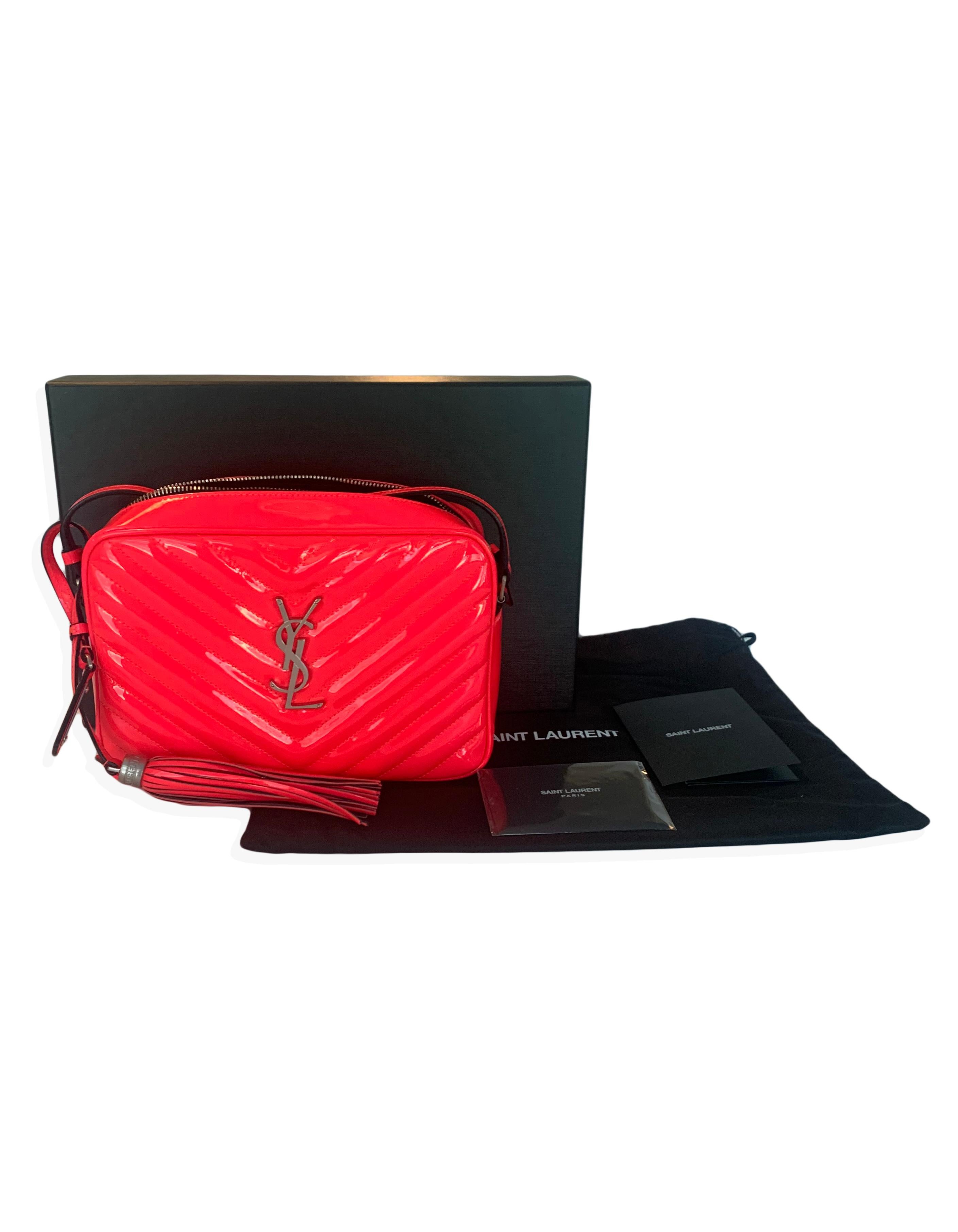 Neon pink ysl bag best sale