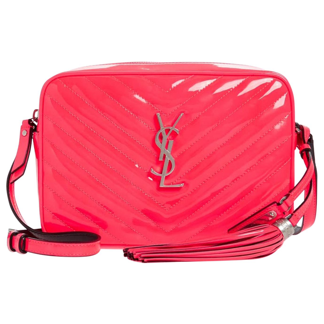 Yves Saint Laurent Pink Quilted Patent Leather Vicky Camera Bag - Yoogi's  Closet