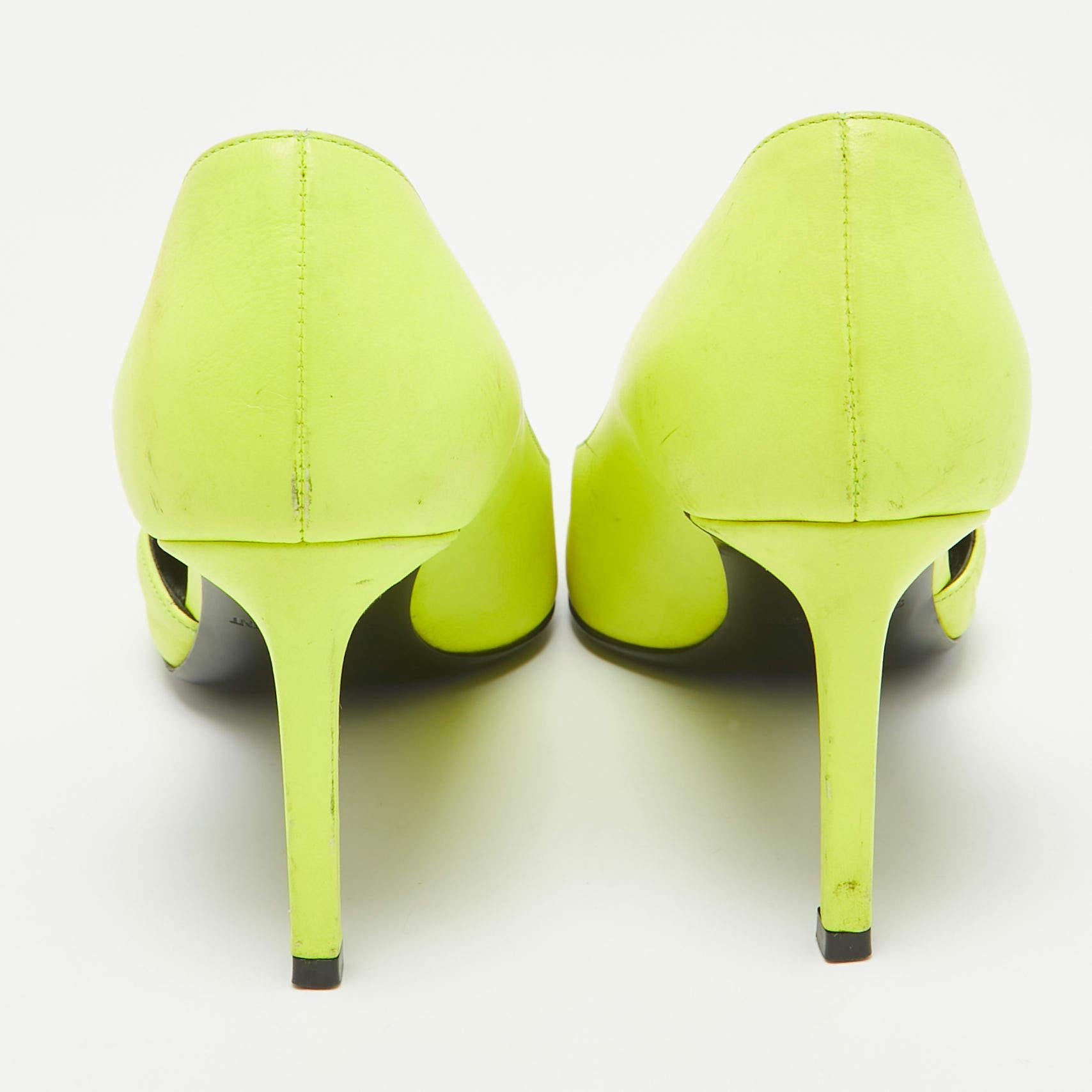 Saint Laurent - Escarpins D'orsay en cuir jaune fluo Taille 36 Pour femmes en vente
