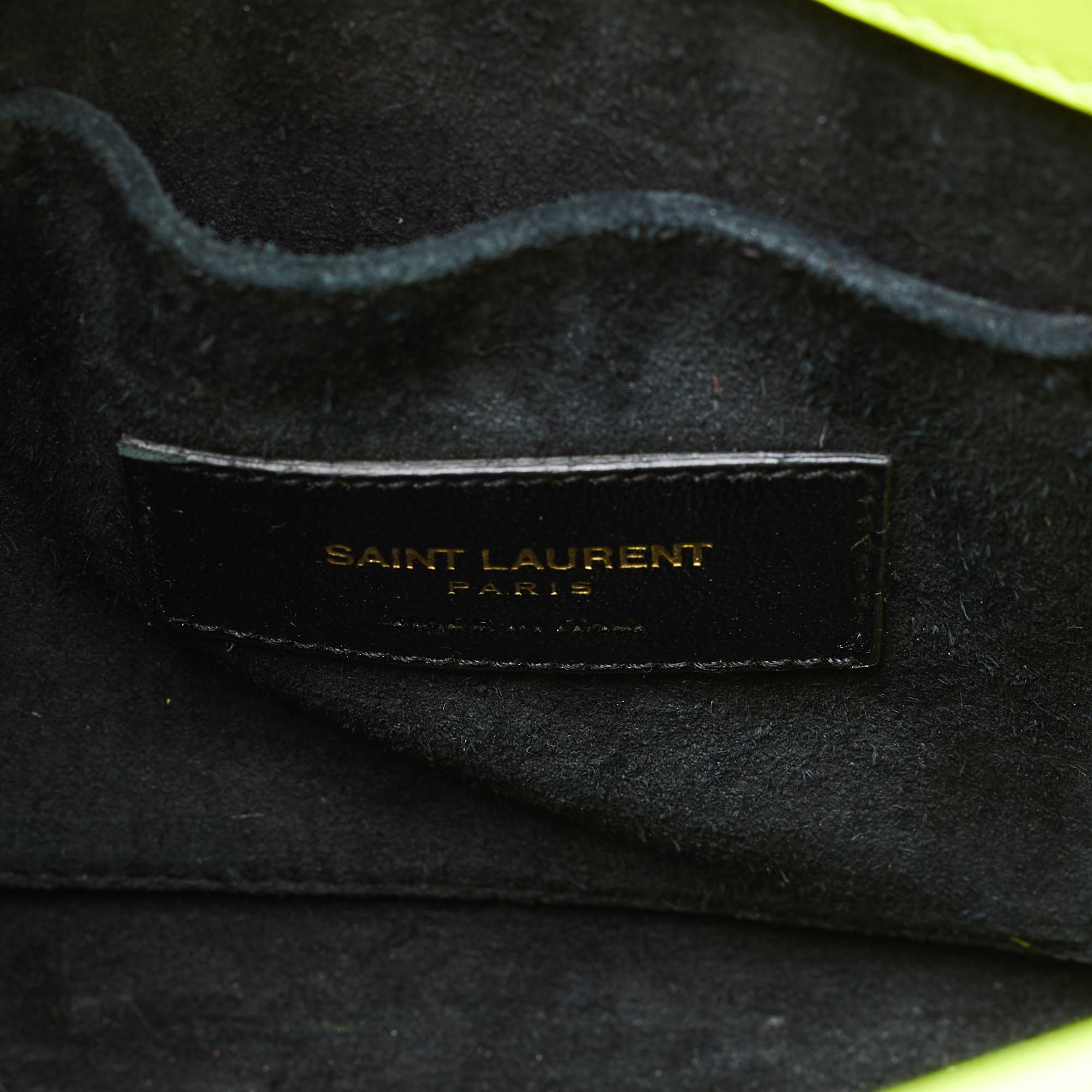 Saint Laurent Neon Yellow Leather Nano Classic Sac De Jour Tote For Sale 12