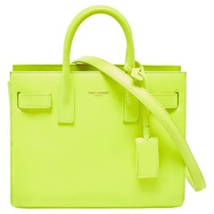 Saint Laurent Neon Yellow Leather Nano Classic Sac De Jour Tote