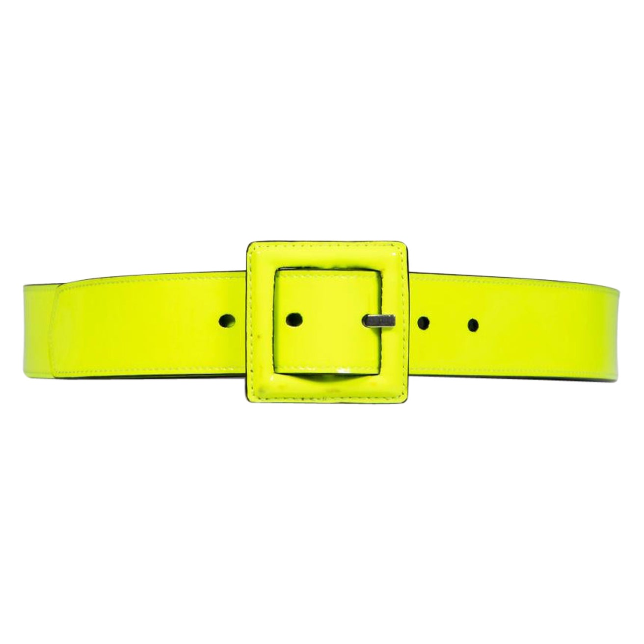 Saint Laurent Neon Yellow Patent Belt