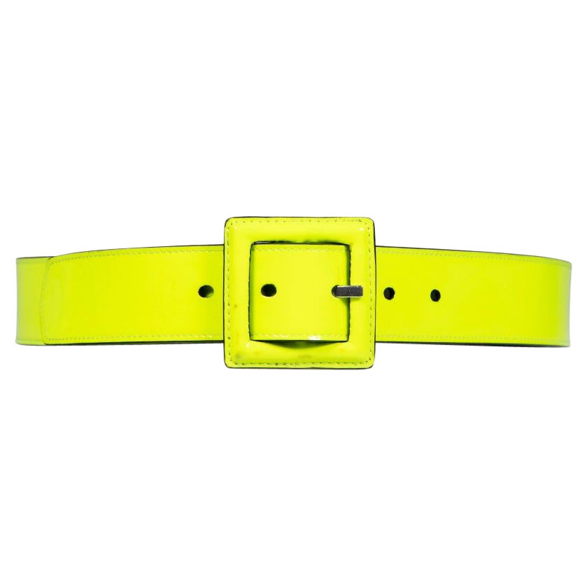 Saint Laurent Cintura in vernice giallo neon in vendita
