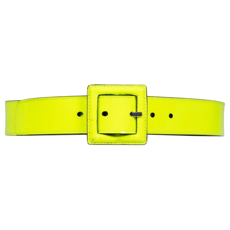 Saint Laurent Neon Yellow Patent Belt For Sale