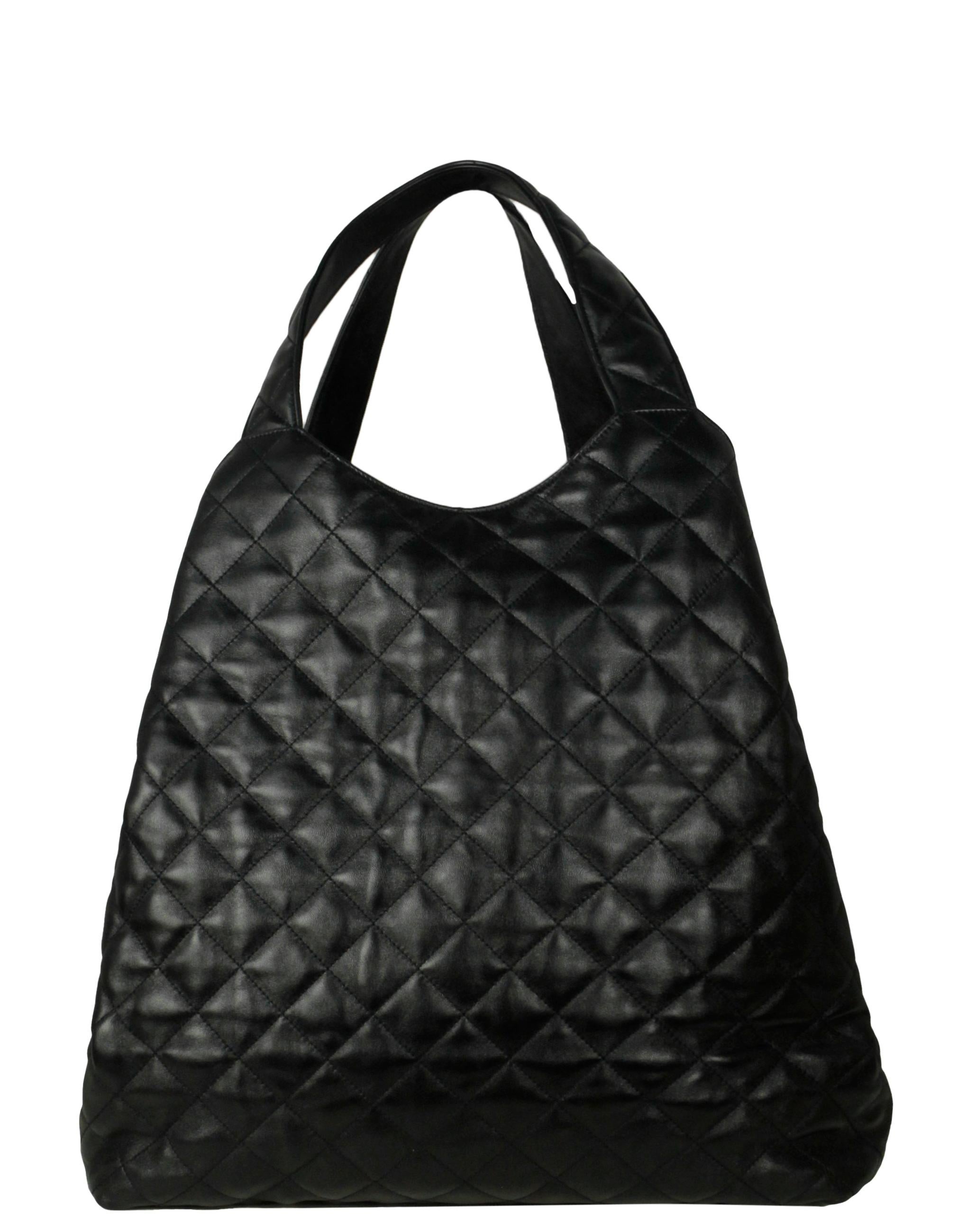 Women's Saint Laurent NEW Black Quilted Leather Icare Maxi Shopping Tote Bag
