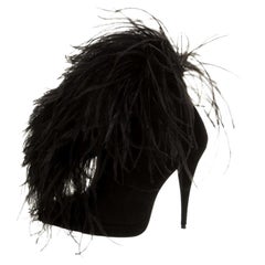 Saint Laurent NEW Black Suede Feather Evening Boots Booties in Box